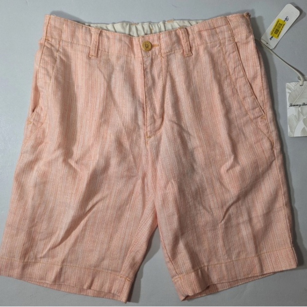 NEW Size S Mens Tommy Bahama Harbor Herringbone Casual Short Linen Peach T818700